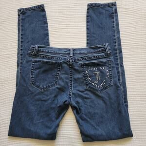 Y2K Juicy Couture Womens 30 Low Rise Skinny Jeans Medium Wash Rhinestone McBling